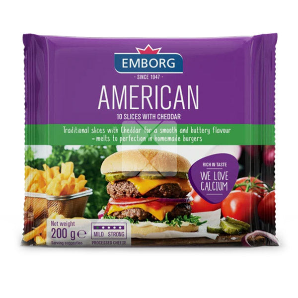 PROCESSED CHEESE 45% AMERICAN SLICES 200G