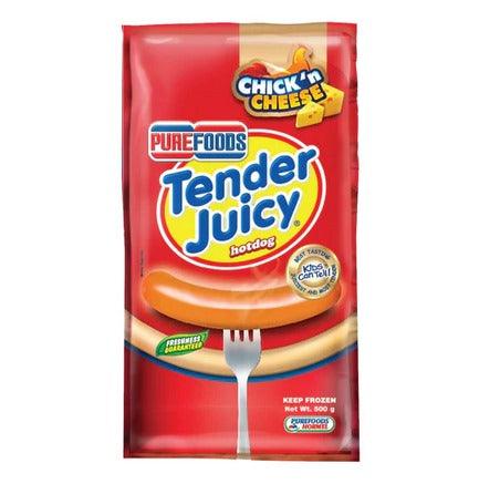 PUREFOODS TENDER JUICY CHICKEN & CHEESE HOTDOG 500G