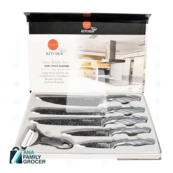 KITCHEN KNIFE SET 6 PIECE BLACK