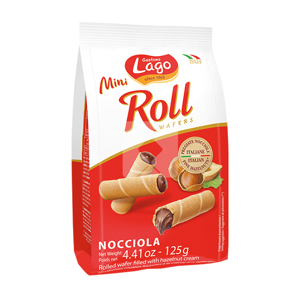 LAGO MINI ROLL WAFER HAZELNUT 125G