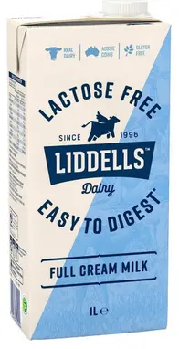 LIDDELLS MILK LACTOSE FREE FULL CREAM MILK1LT