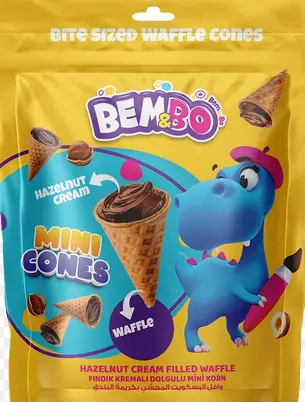 BEM&BO MINI CONE HAZELNUT CREAM FILLER WAFER 70G
