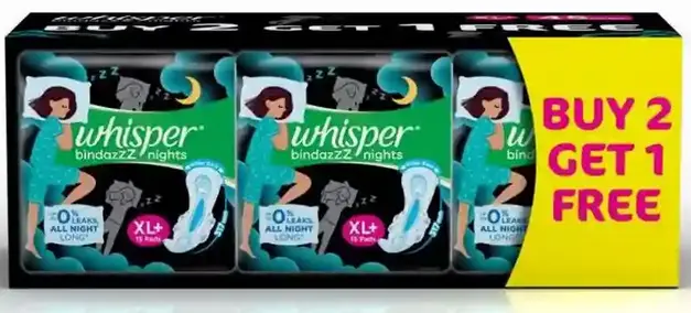 WHISPER ULTRA BINDAZZ NIGHTS 15PADS XL+
