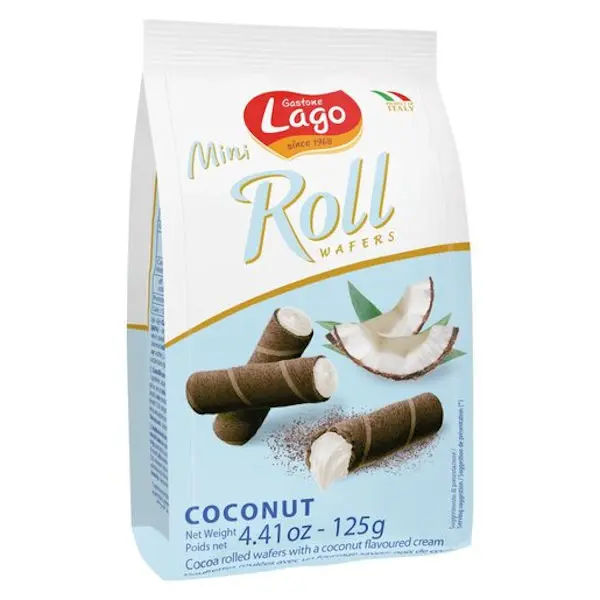 LAGO MINI ROLL COCONUT WAFER 125G