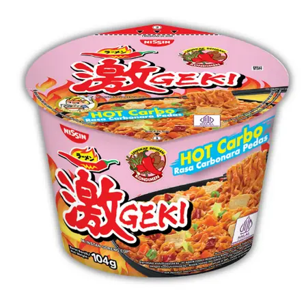 NISSIN NOODLES GEKI BOWL  HOT CARBO 104G 