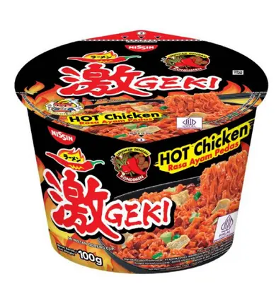 NISSIN NOODLES GEKI BOWL  HOT CHICKEN104G  