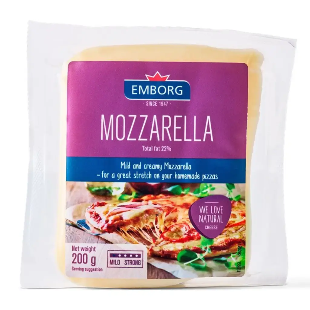 EMBORG MOZZARELLA CHEESE 40+ 200G
