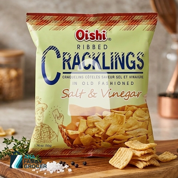 OISHI RIBBED CRACKLINGS SALT & VINEGAR 50G