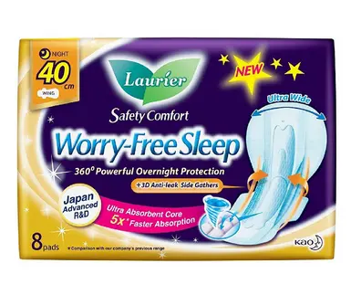 LAURIER WORRY FREE SLEEP WITH GATHERS 40CM(8PADS)  