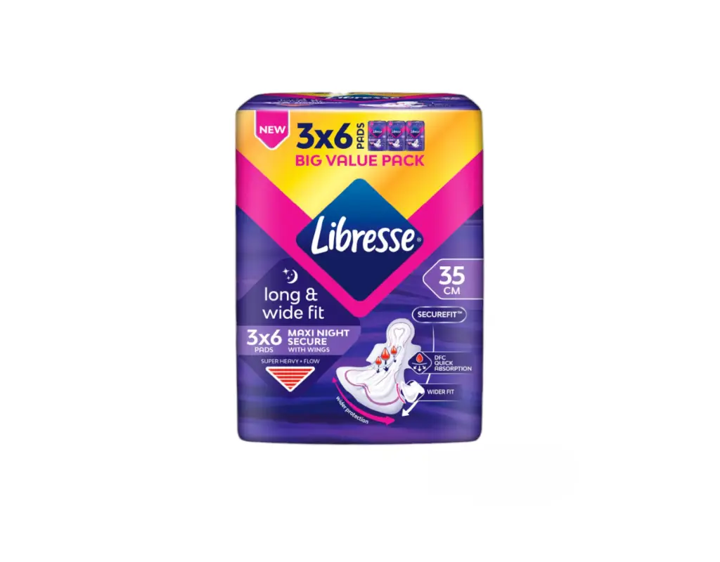LIBRESSE MAXI NIGHT SECURE WINGS VP 35CM 2X6PADS