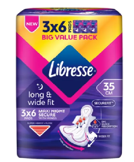 LIBRESSE MAXI NIGHT SECURE WINGS BVP 35CM 