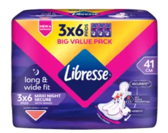LIBRESSE MAXI NIGHT SECURE WINGS BVP 41CM  