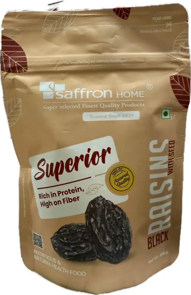 SAFFRON HOME BLACK RAISINS WITH SEED 200G 