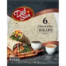 DELI SUN 6 CHIA FLAX WRAPS TORTILLAS 360G