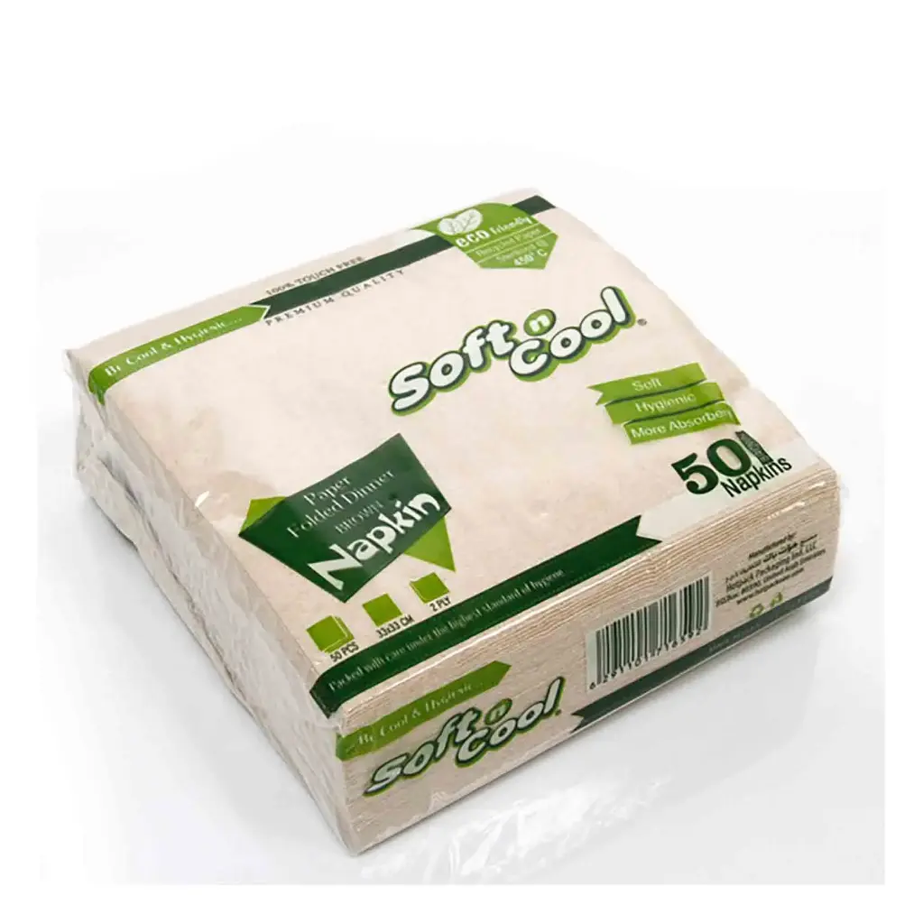SOFT N COOL BROWN PAPER NAPKIN 33CM