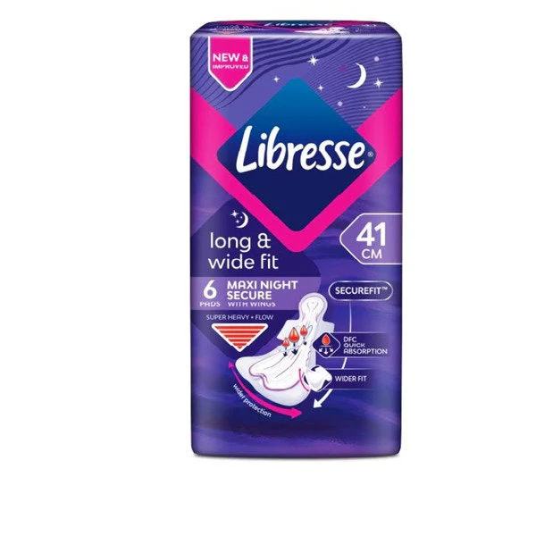 LIBRESS SINGLE PACK LONG & WIDE NIGHT 41CM 6'S X 24PKT