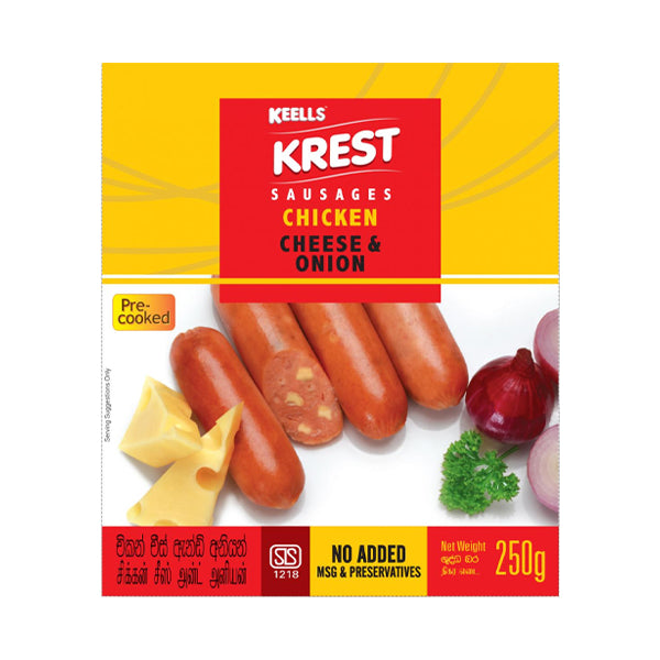 KEELLS KREST CHICKEN SAUSAGES CHEESE & ONION 250G