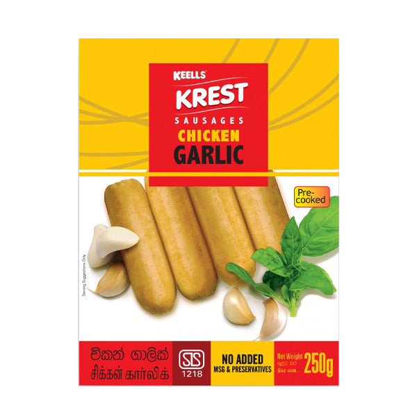 KEELLS KREST CHICKEN SAUSAGES GARLIC 250GM
