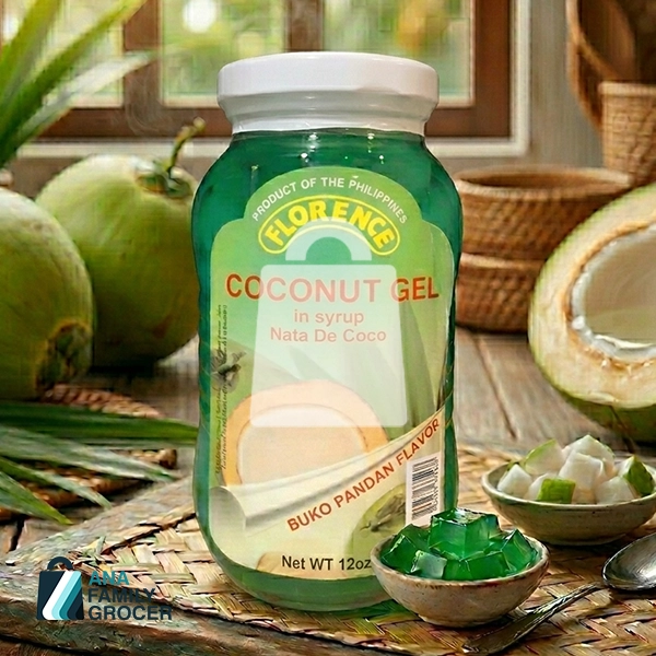 FLORENCE COCONUT GEL IN SYRUP NATA DE COCO BUKO PANDAN 340G
