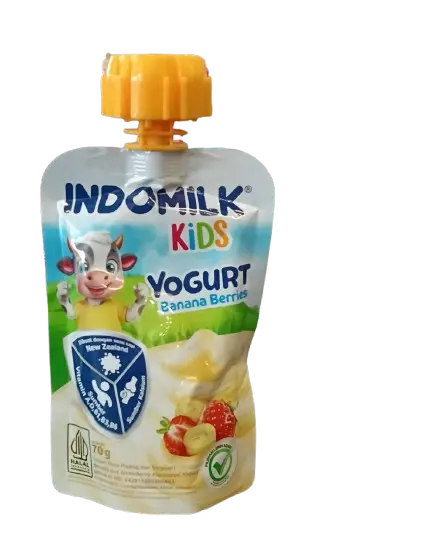 INDOMILK KIDS YOGURT POUCH BANANA BERRIES 70G