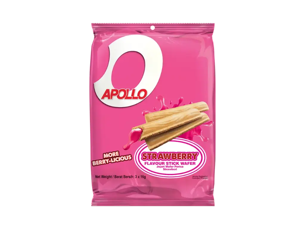 APOLLO STRAWBERRY FLAVOUR STICK WAFER 48G