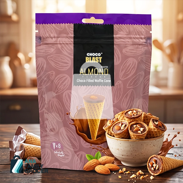 CHOCO BLAST WAFFLE GOLD CONE ROASTED ALMOND 14G