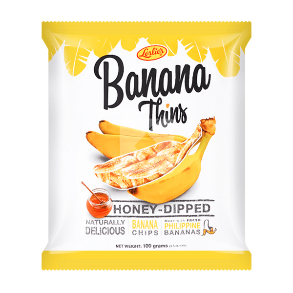 LESLIE'S BANANA CHIPS THINS YELLOW 100G