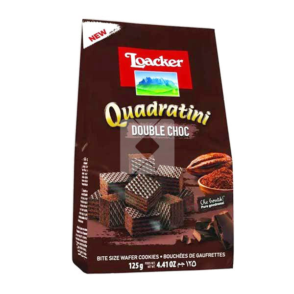 LOACKER QUADRATINI DOUBLE CHOCOLATE 125GM