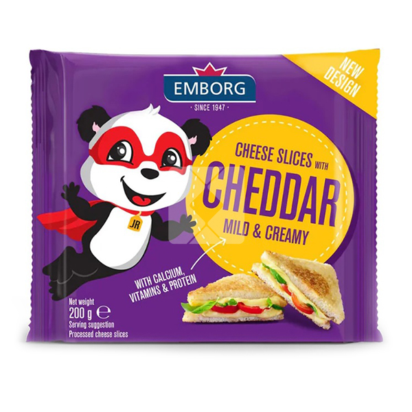 EMBORG PROCESSED CHEESE 45% F.I.D.M CHEDDAR 200G