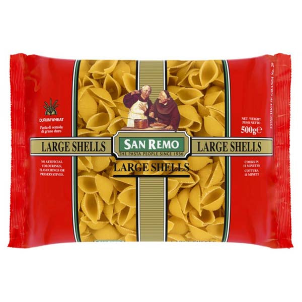 SAN REMO PASTA LARGE SHELLS #29 500GM
