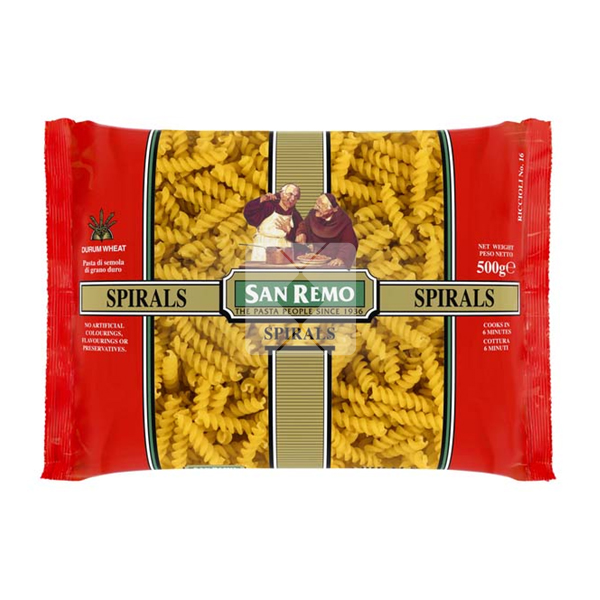 SAN REMO PASTA SPIRALS #16 500G
