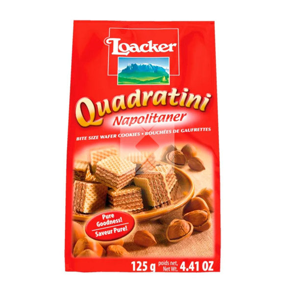 LOACKER QUADRATINI NAPOLITANER HAZELNUT 125G