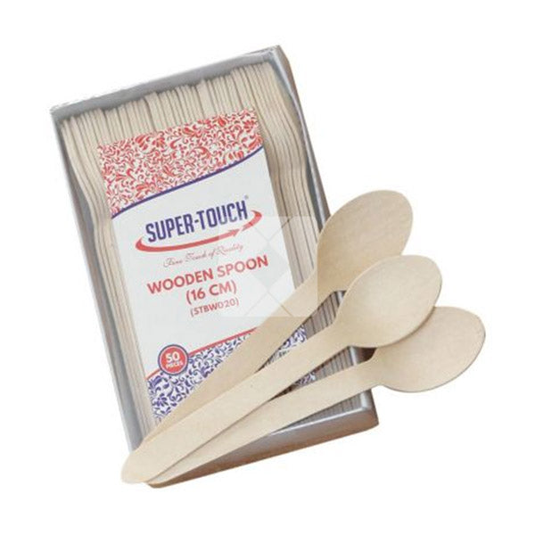 SUPER TOUCH WOODEN SPOON 16CM - BOX 50 NOS