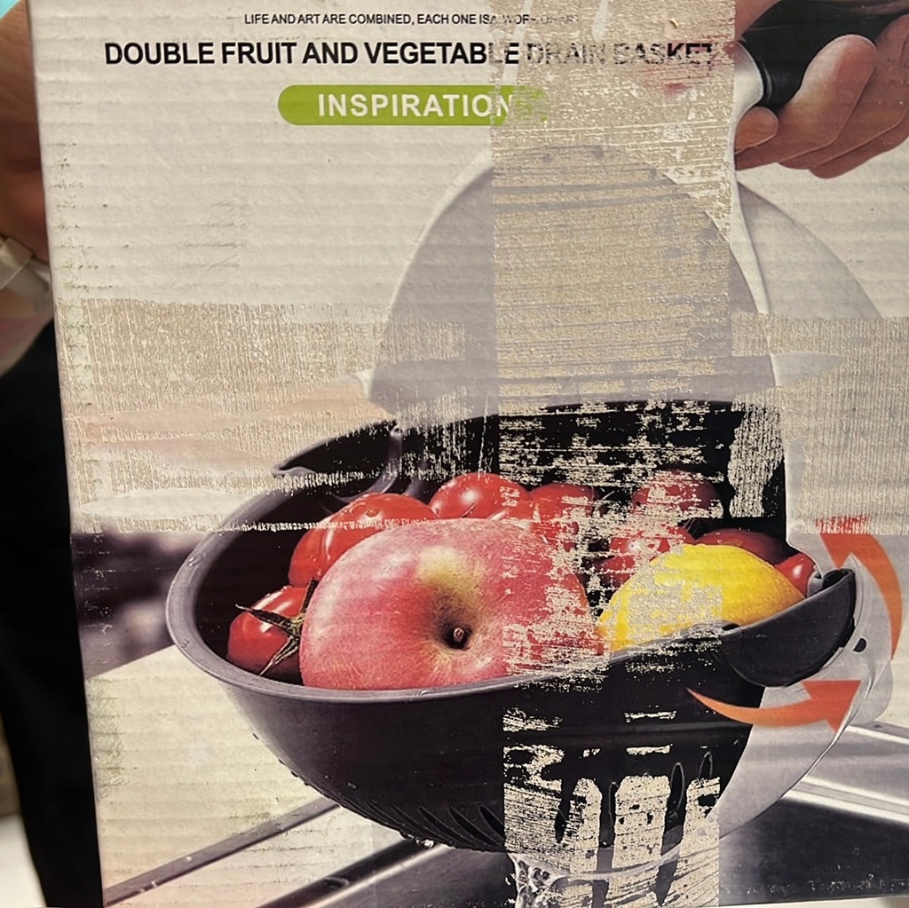 DOUBLE FRUIT VEGETABLE DRAIN BASKET 9 IN 1