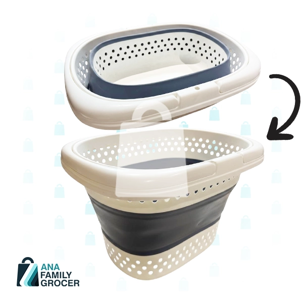 FOLDABLE PLASTIC LAUNDRY BASKET BLUE - MEDIUM