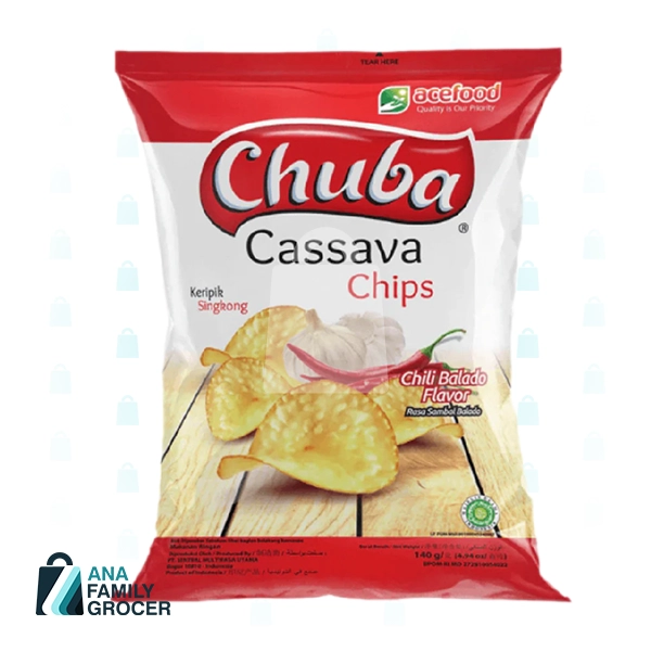 CHUBA CASSAVA CHIPS RED CHILLI 140G