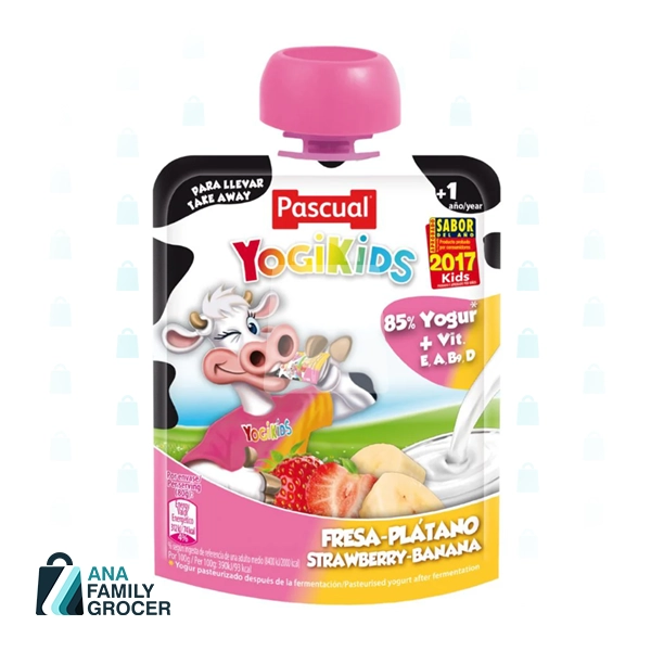 PASCUAL YOGIKIDS STRAWBERRY BANANA POUCH 80G
