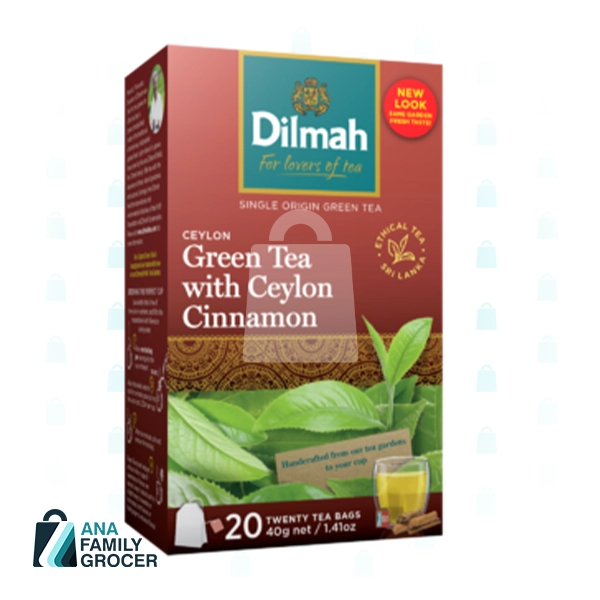DILMAH TEA BAG CEYLON GREEN TEA-WITH CINNAMON 20 BAGS