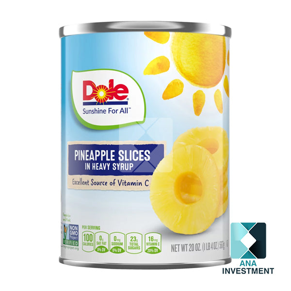 DOLE CANNED PINEAPPLE SLICES IN SYRUP 567G
