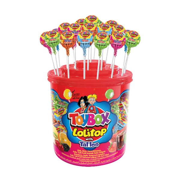 TOYBOX LOLLIPOP MIXEDFRUIT FLAVOURED HARD CANDY 11G