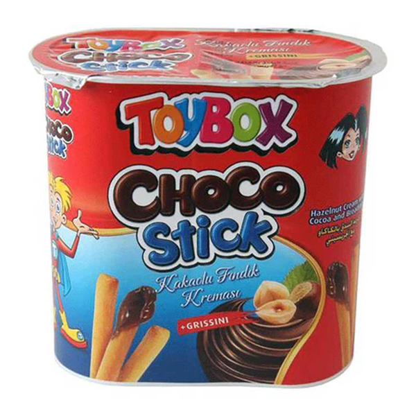 TOYBOX SNACKSTICK-HAZELNUT CREAM WITH CACAO AND BREAD STICK 56G