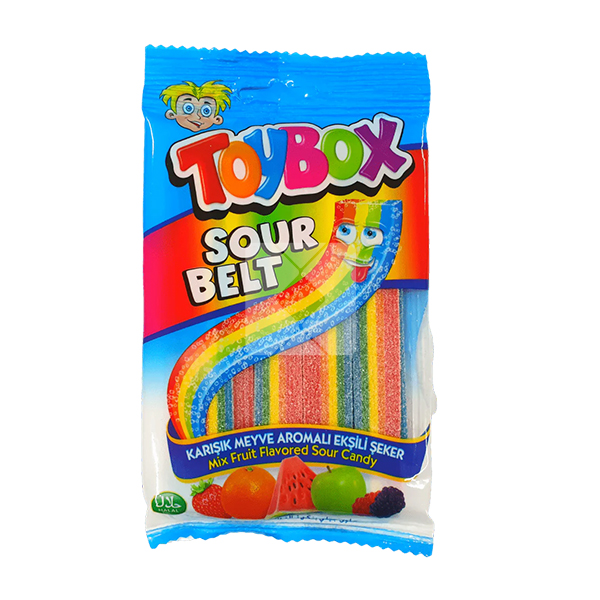 TOYBOX LICORICE SOURBELT-MIXFRUIT FLAVORED SOURCANDY 80G