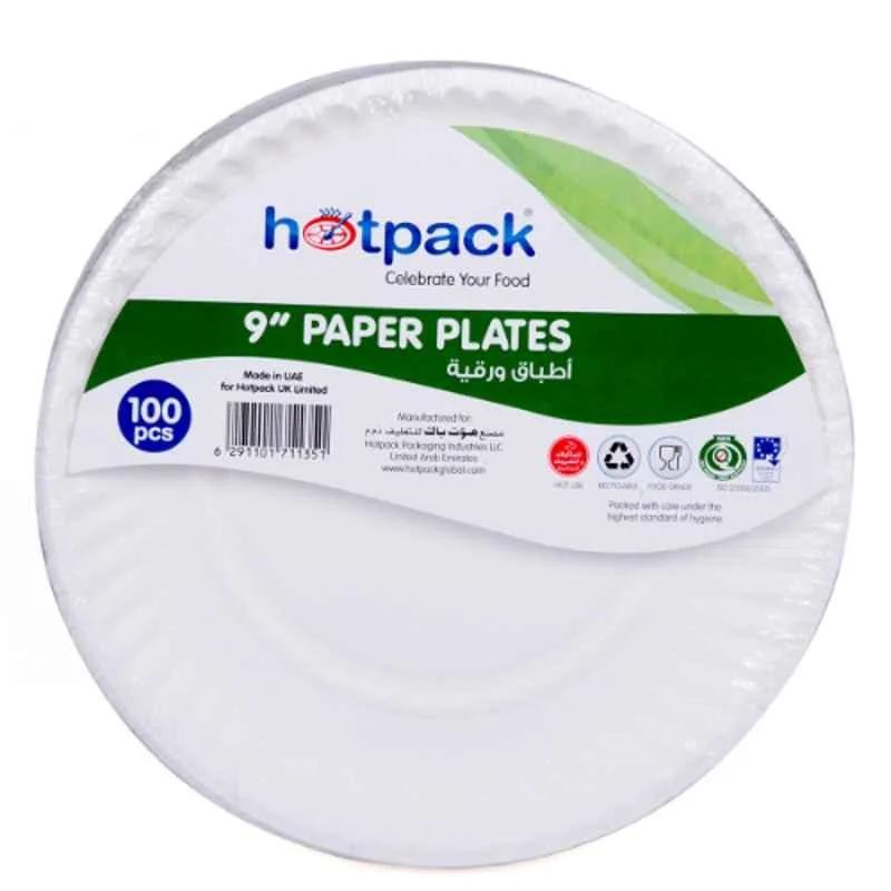 PAPER PLATE 9 INCH 100 PCS PER PACKET - HOTPACK