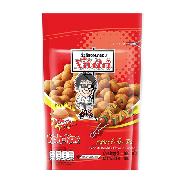 KOH-KAE PEANUTS BBQ FLAVOUR COATED PKT 90G 