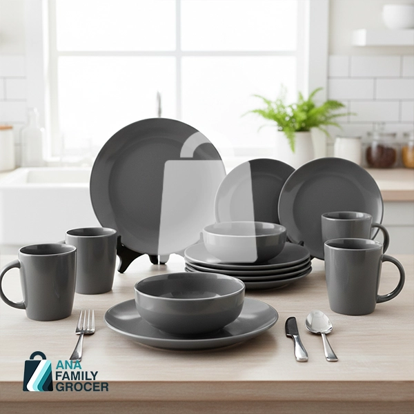 MAINSTAYS GREY (D) 16PCS