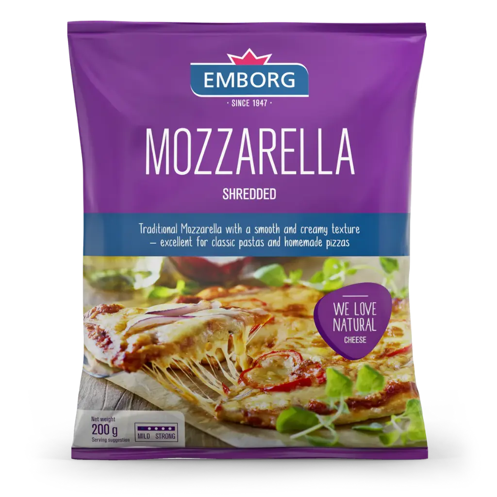 EMBORG MOZZARELLA CHEESE SHREDDED 200G 