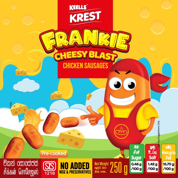 KEELLS KREST FRANKIE CHEESE BLAST CHICKEN SAUSAGE 250G