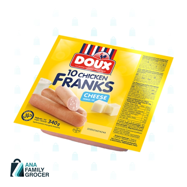 DOUX CHICKEN CHEESE FRANK 340G