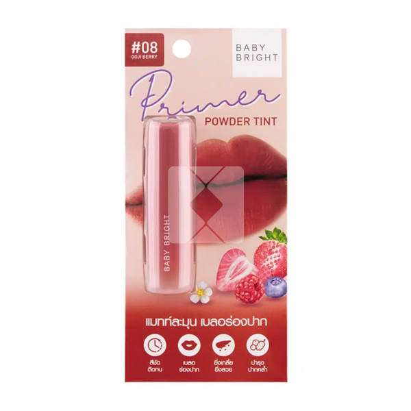 BABY BRIGHT LIPSTICK PRIMER POWDER TINT NO 8 GOJI BERRY