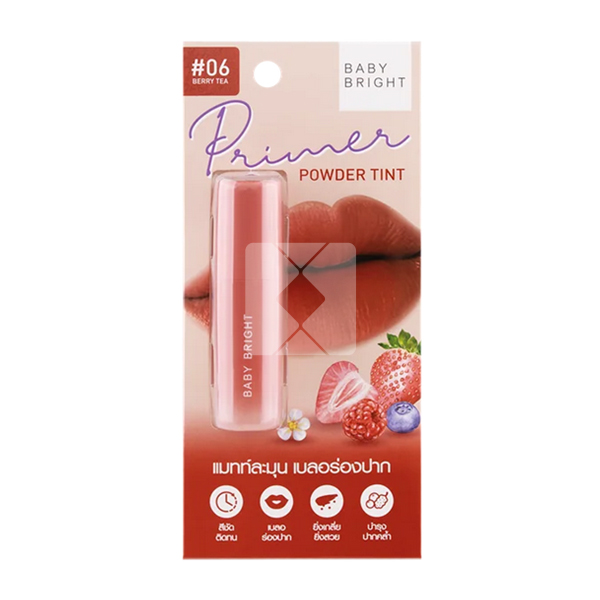 BABY BRIGHT LIPSTICK PRIMER POWDER TINT NO 6 BERRY TEA